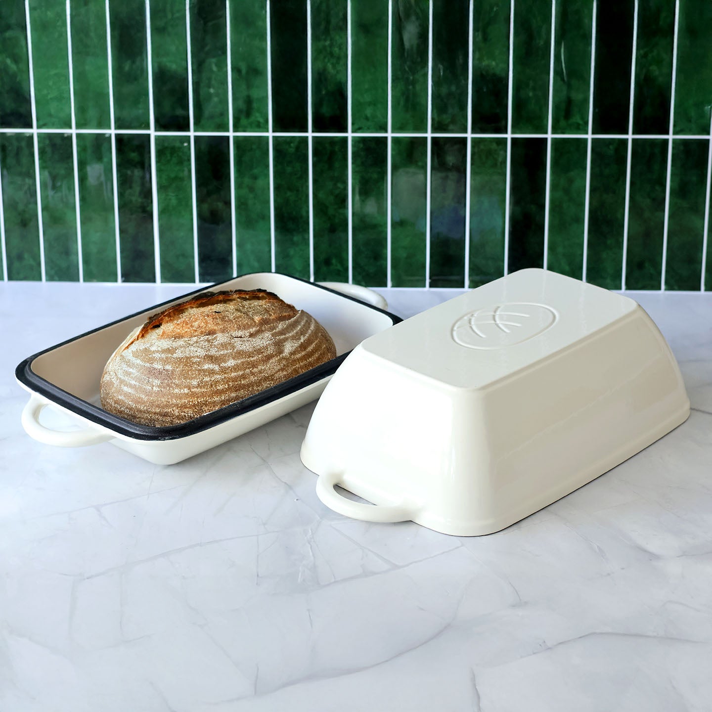 Slim Enamel-Coated Dutch Oven for Sourdough Baking