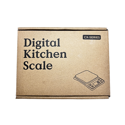 Digital kitchen scales in their packaging